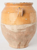 Antique French confit pot with splash of glaze 9¾"