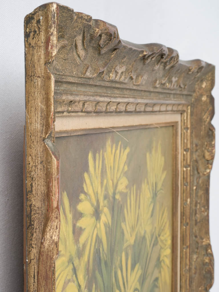 Aged French art with daisies
