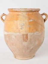 Antique French confit pot with splash of glaze 9¾"