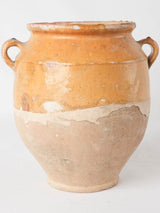 Antique French confit pot with splash of glaze 9¾"