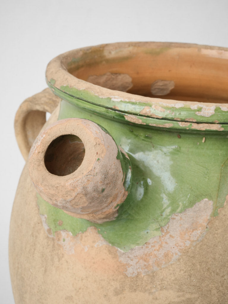 19th century French Olive Oil Pot w/ Green 15"