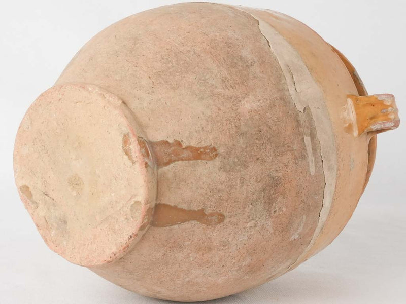 Antique French confit pot with splash of glaze 9¾"