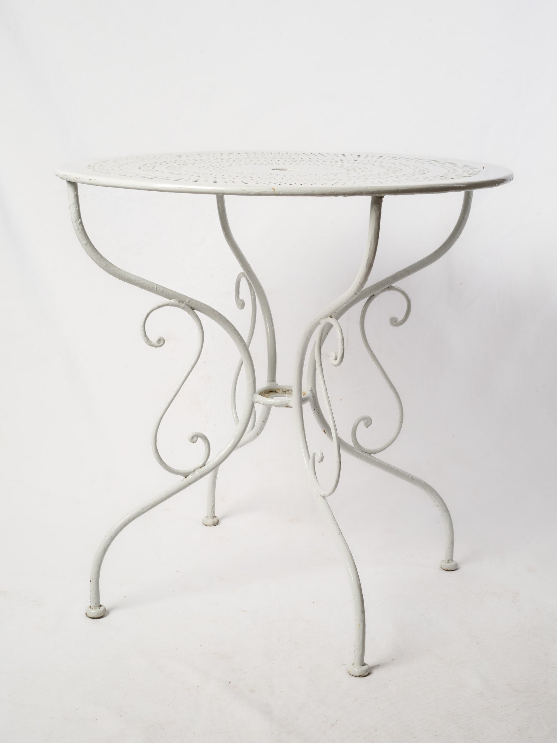 Vintage French Wrought Iron Garden Table - White