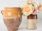 Antique French confit pot - half ocher glaze 9¾"