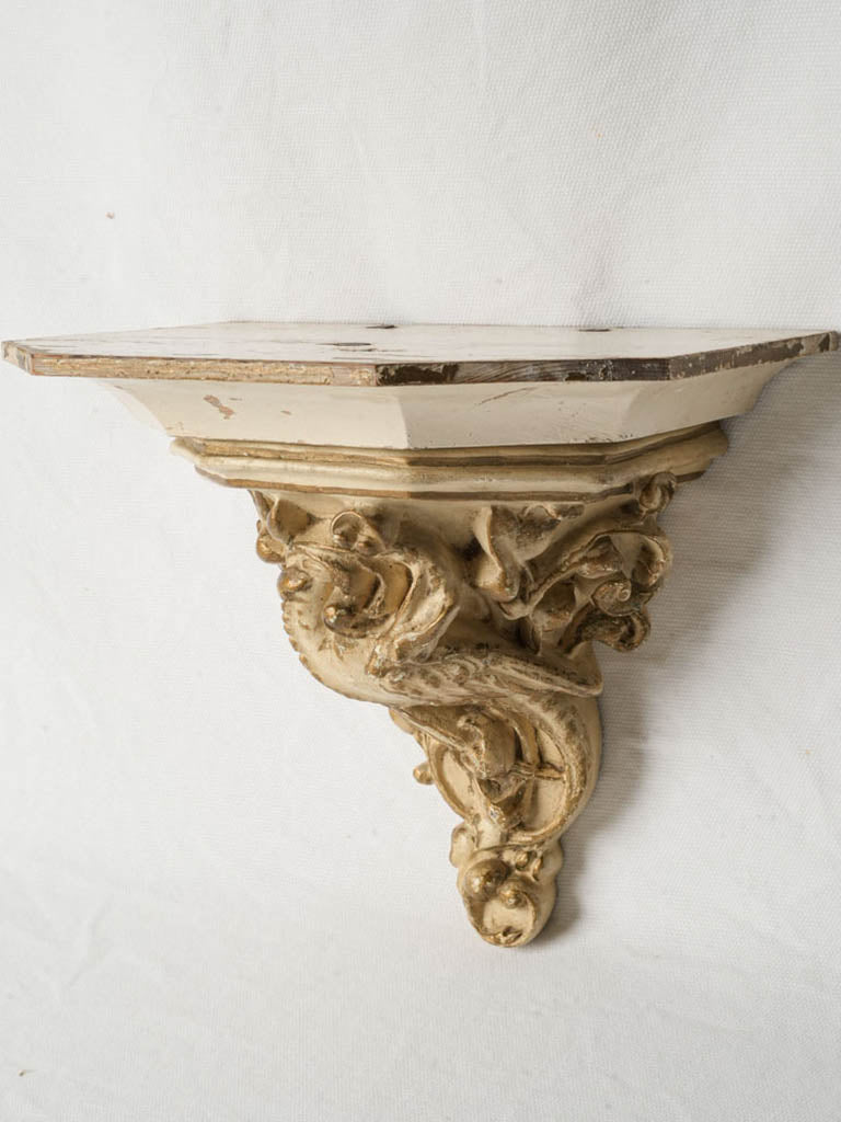 Antique carved wood wall console  