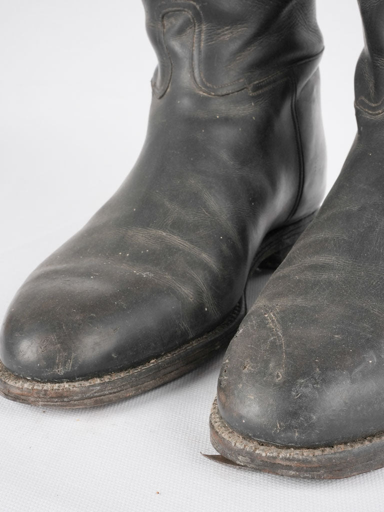 Men's leather riding boots w/ shoe stays - 1940s