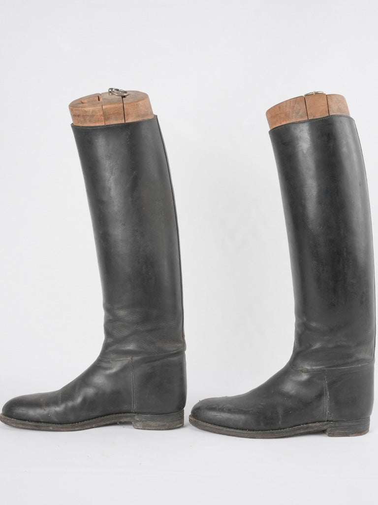 Men's leather riding boots w/ shoe stays - 1940s