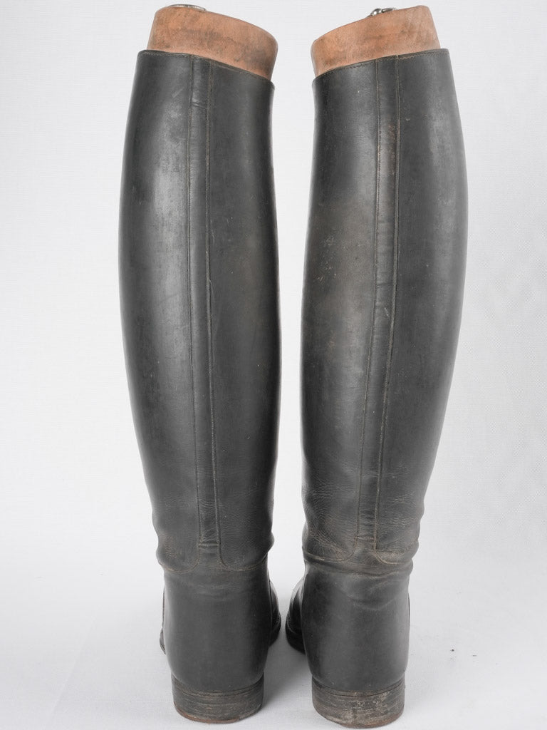Men's leather riding boots w/ shoe stays - 1940s