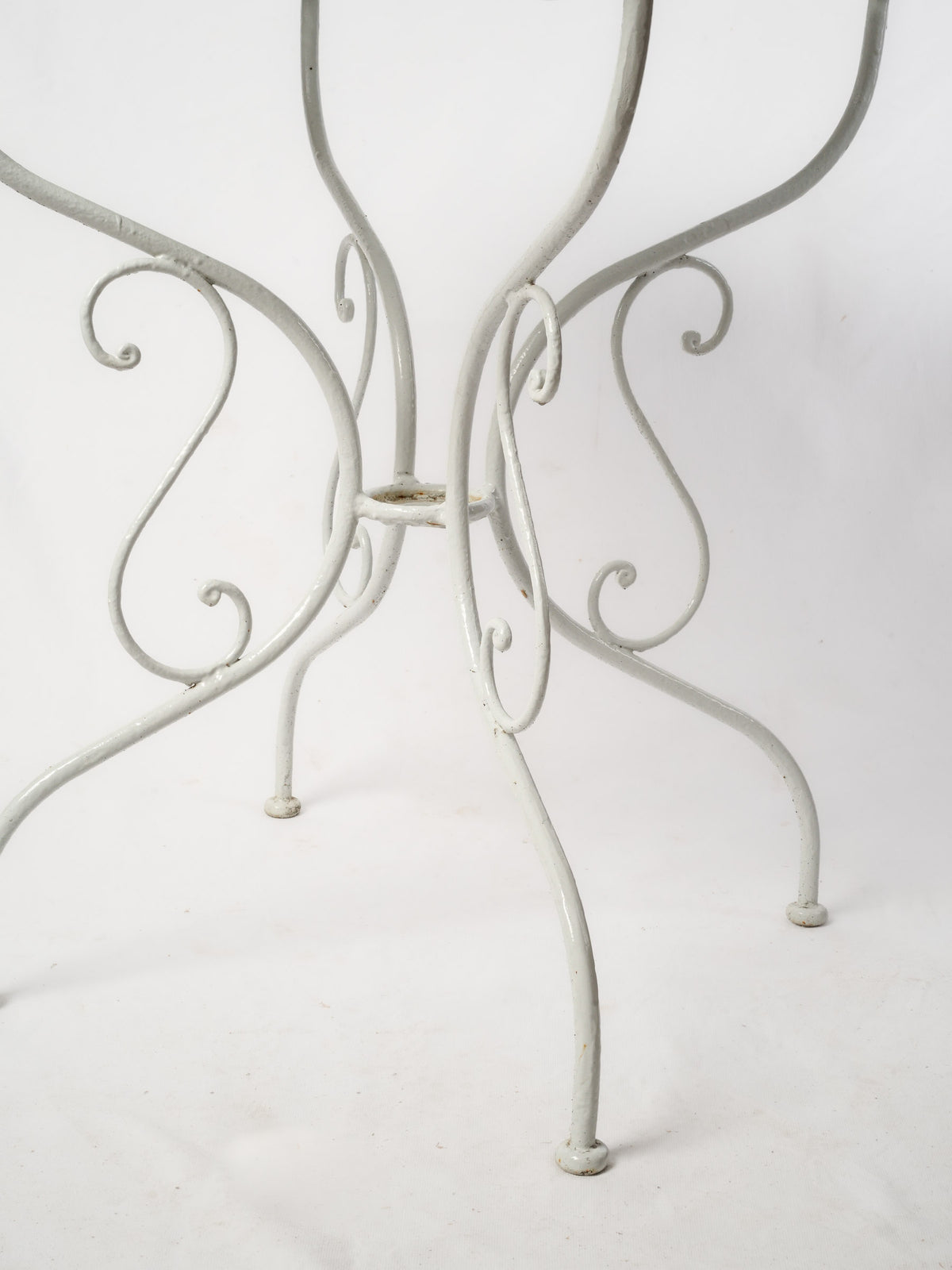 Vintage French Wrought Iron Garden Table - White