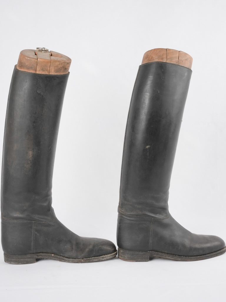 Men's leather riding boots w/ shoe stays - 1940s