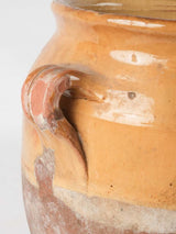 Antique French confit pot - half ocher glaze 9¾"
