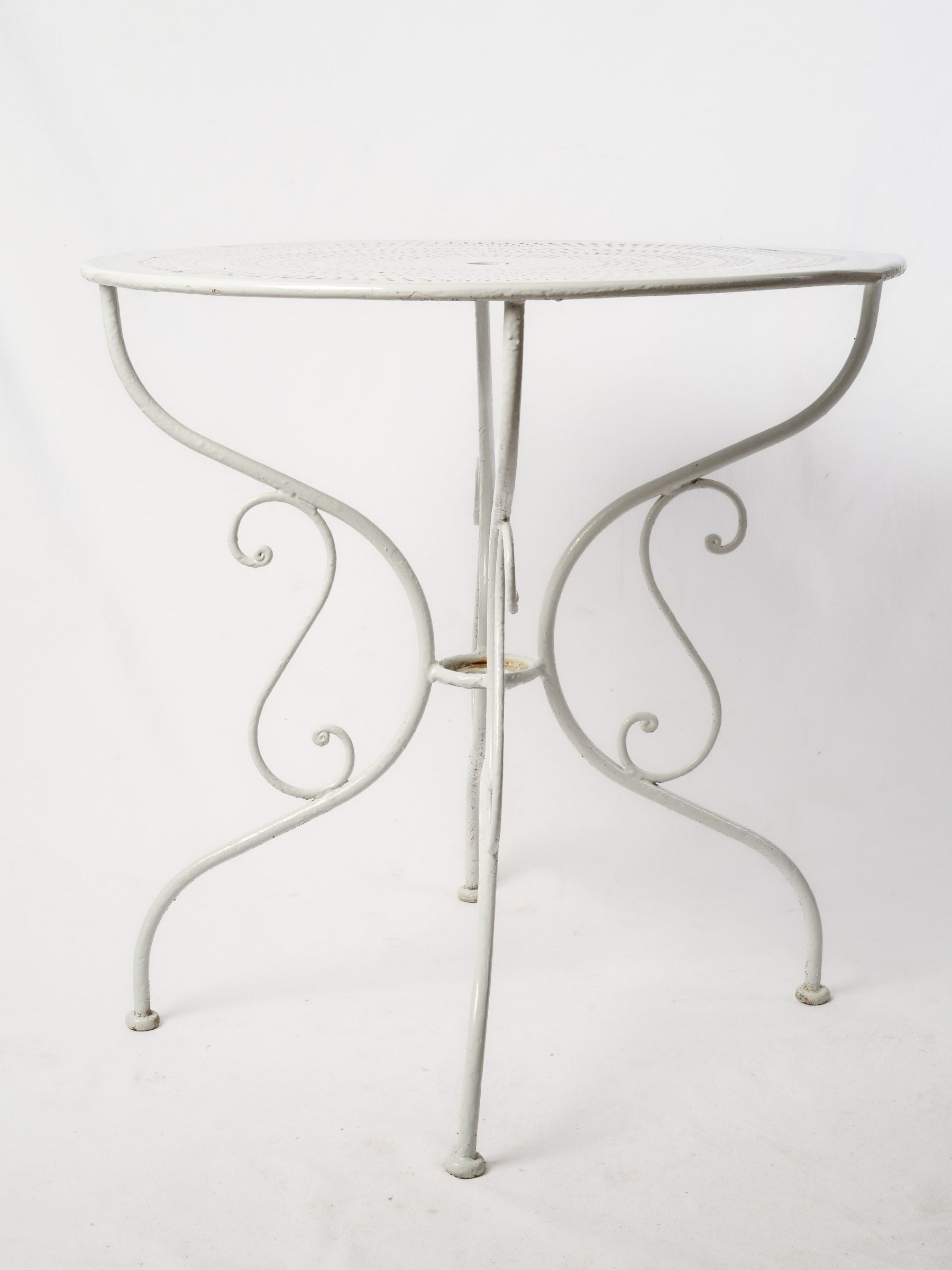 Vintage French Wrought Iron Garden Table - White