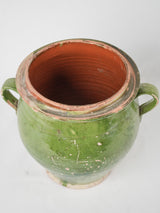 Antique French confit pot w/ green glaze 12½"