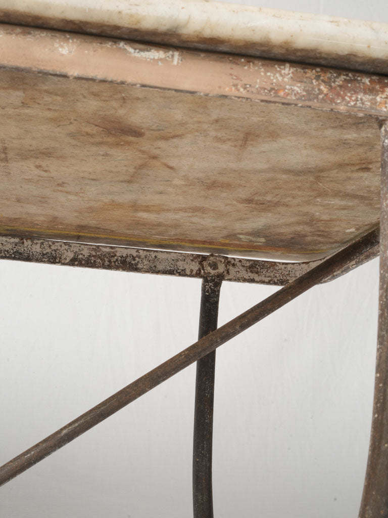 Ornate iron base console table  