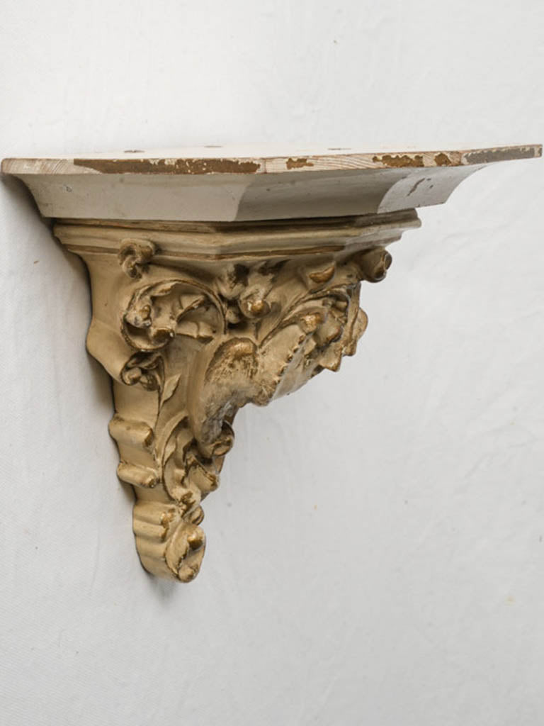 Scrolling foliage wood wall console  