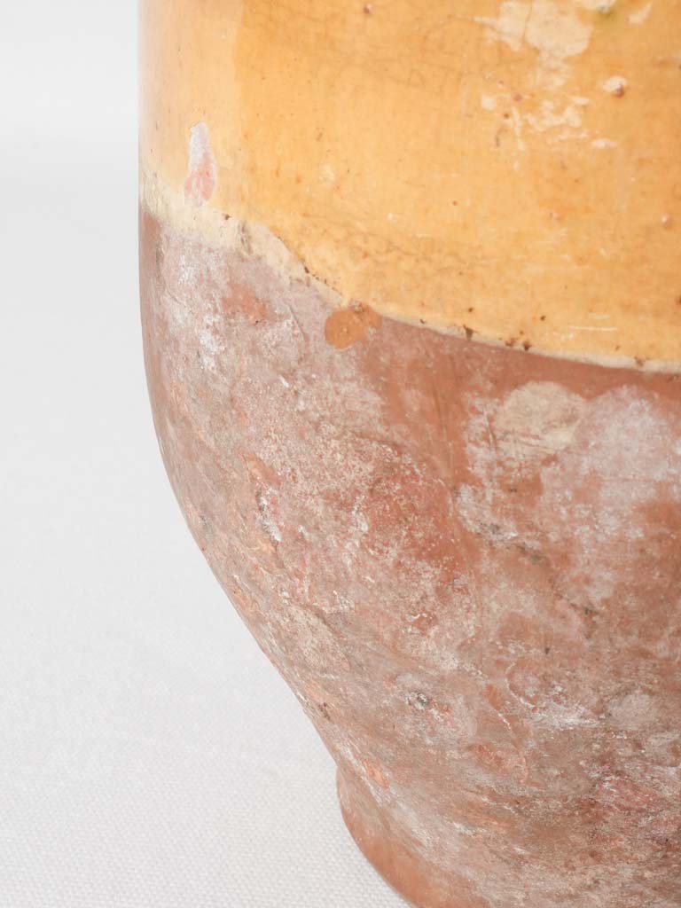 Antique French confit pot - half ocher glaze 9¾"