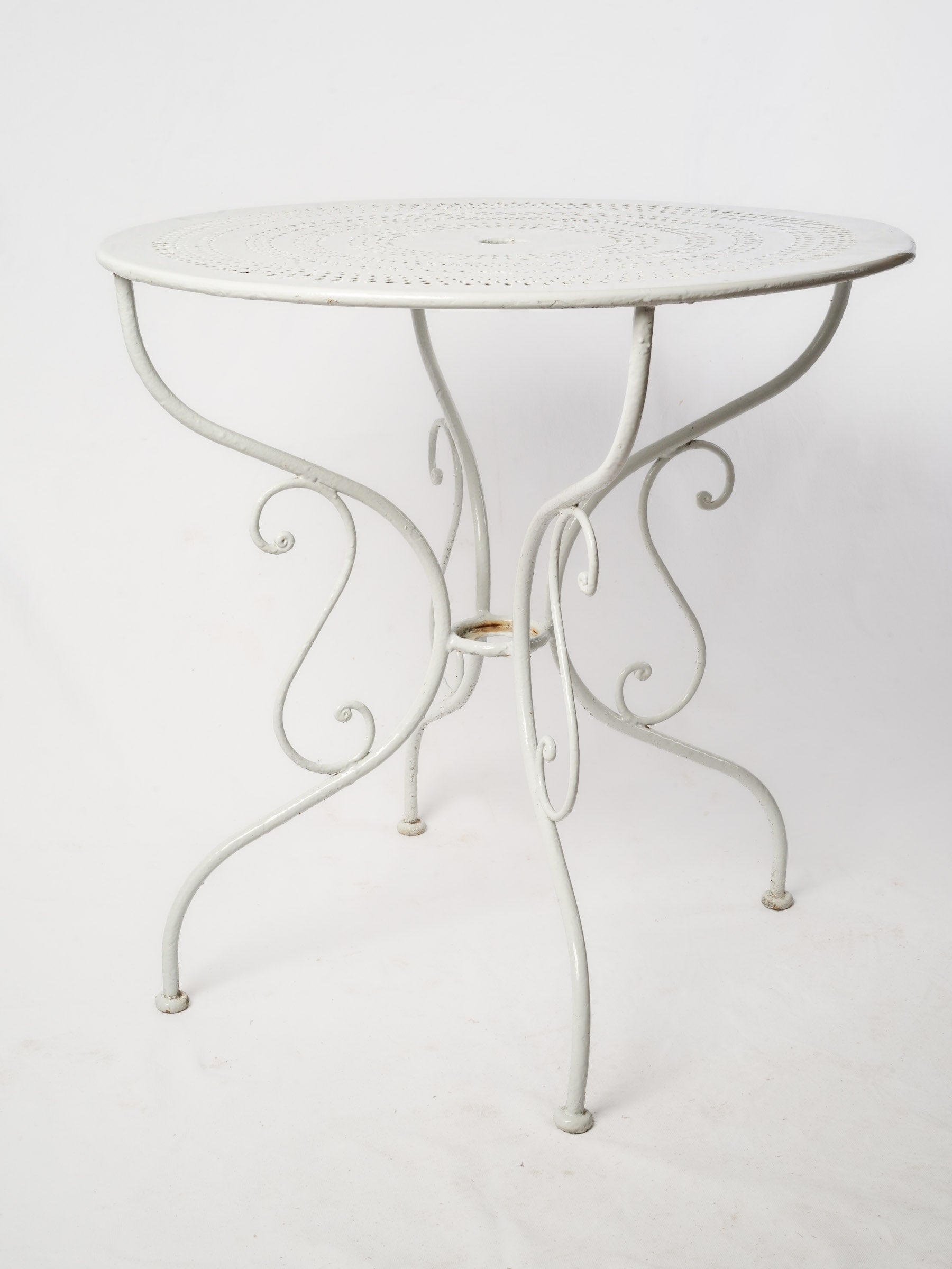 Vintage French Wrought Iron Garden Table - White