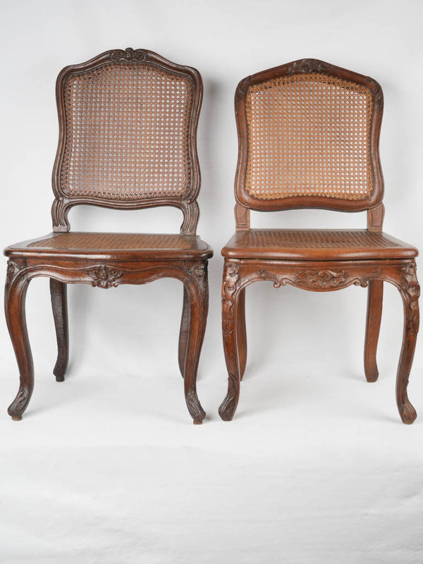 Sophisticated walnut cane seat chairs