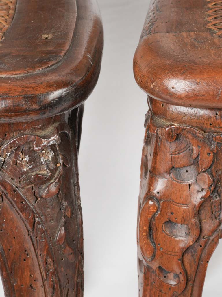 Aesthetic walnut wood cane chairs