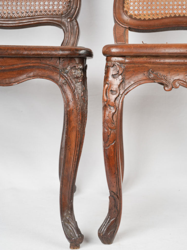 Exquisite Louis XV antique cane chairs