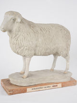 Antique Sheep Sculpture on Wood - 15"