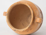 Antique French confit pot - ocher & beige glaze w/ 2 handles 9¾"