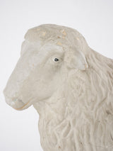 Antique Sheep Sculpture on Wood - 15"