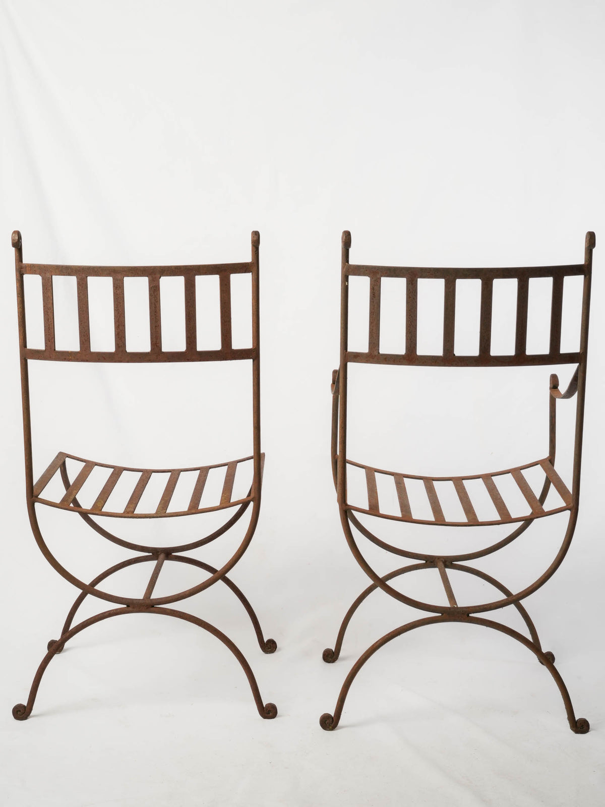 Set of 8 French Wrought Iron Garden Chairs w/ 2 Stools