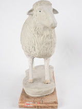 Antique Sheep Sculpture on Wood - 15"
