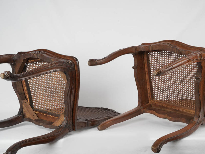 Traditional 18th Century walnut wood chairs