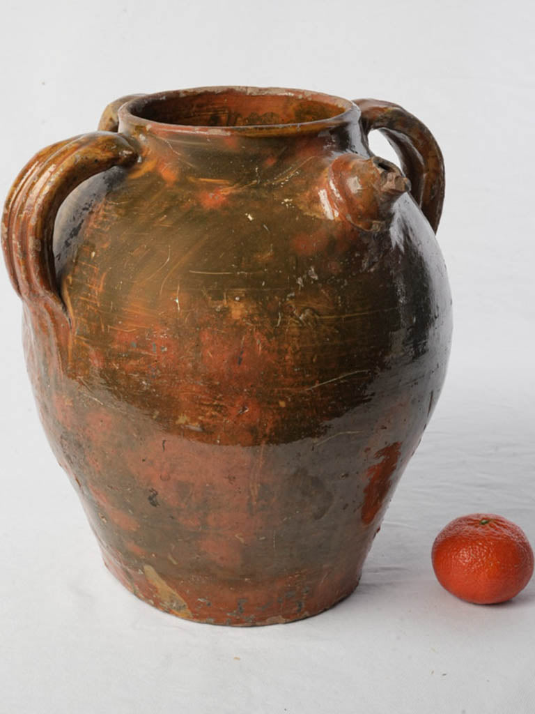 Vintage olive color pottery vessel