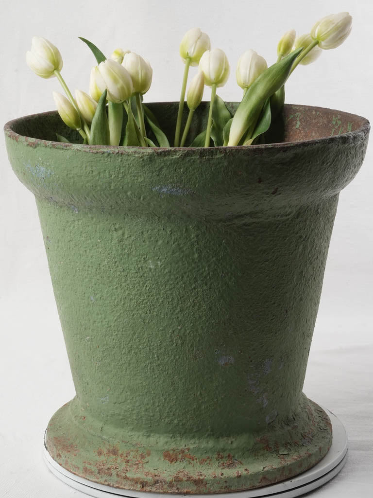 Late 19th Century French Industrial Cast-Iron Mortar Converted Planter - 13½"