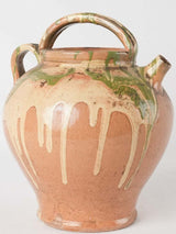 Antique French water pitcher - jaspée glaze 9½"