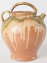 Antique French water pitcher - jaspée glaze 9½"