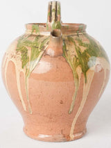 Antique French water pitcher - jaspée glaze 9½"