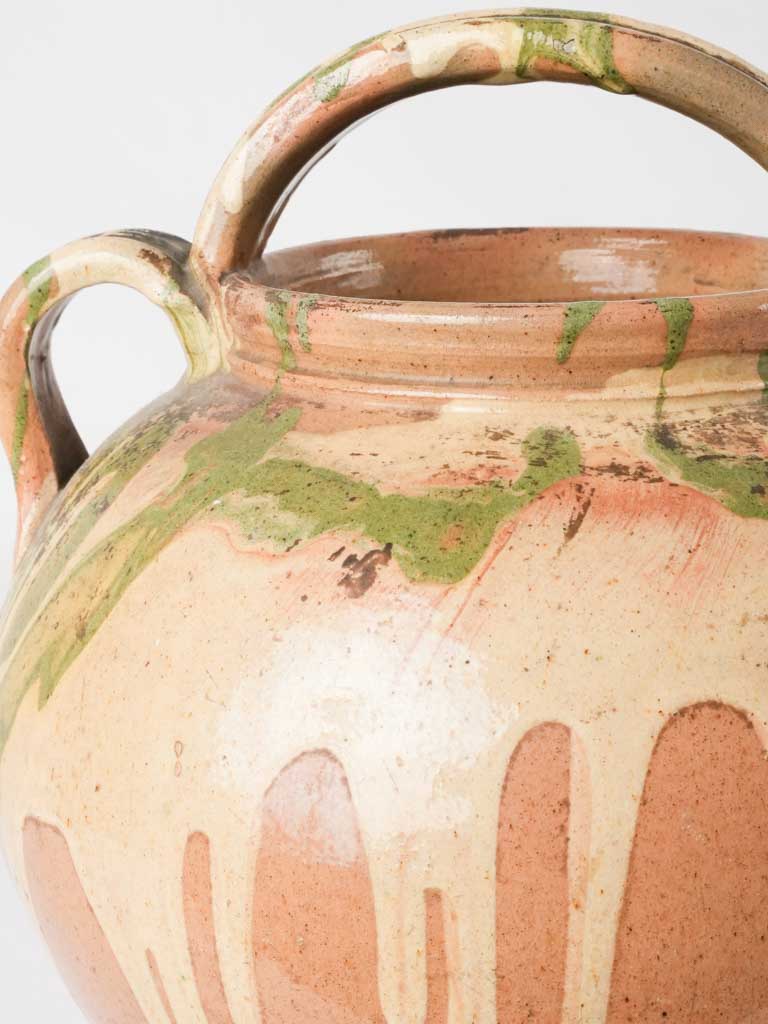 Antique French water pitcher - jaspée glaze 9½"