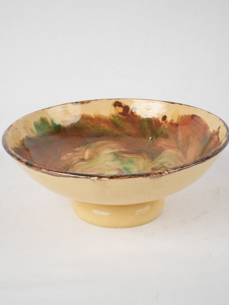 Antique marbled glaze French footed bowl