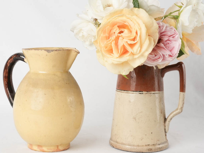 Yellow green & brown pitcher - Dieulefit 8¼"