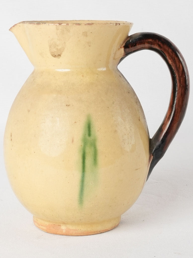 Yellow green & brown pitcher - Dieulefit 8¼"