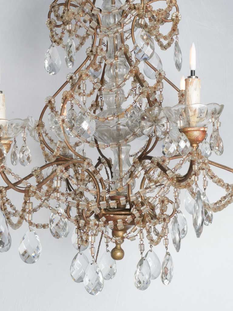 Intricate 6-light Italian glass chandelier
