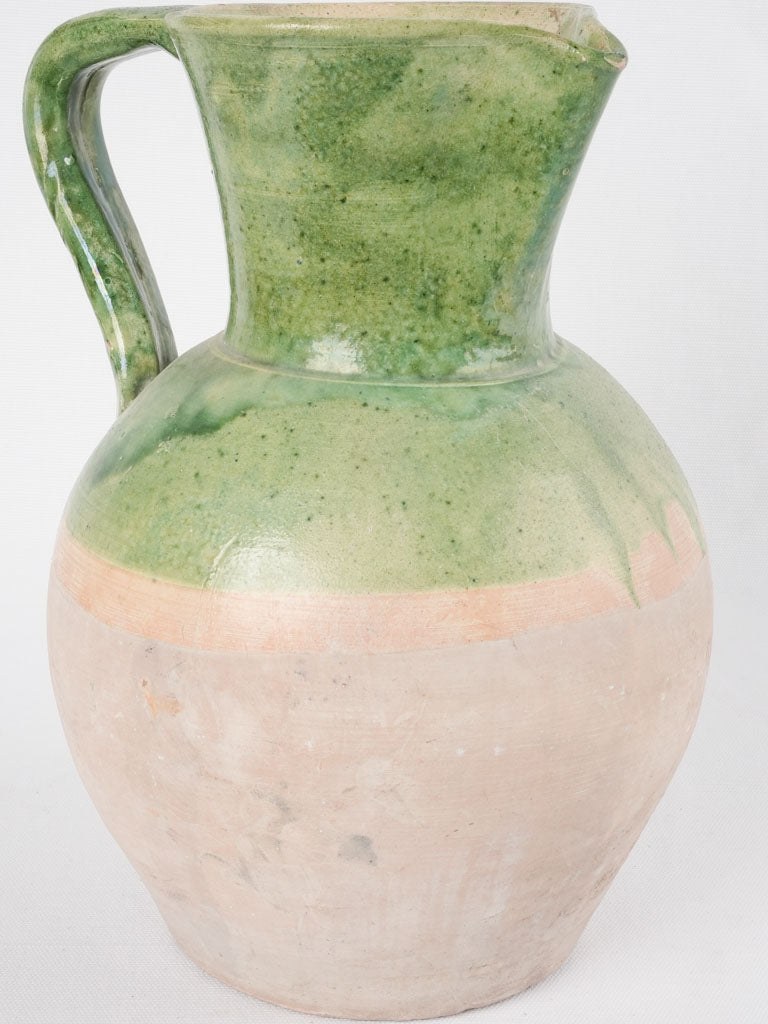 French pale green Vallauris pitcher -12½"
