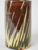 Retro yellow-striped French ceramic urn