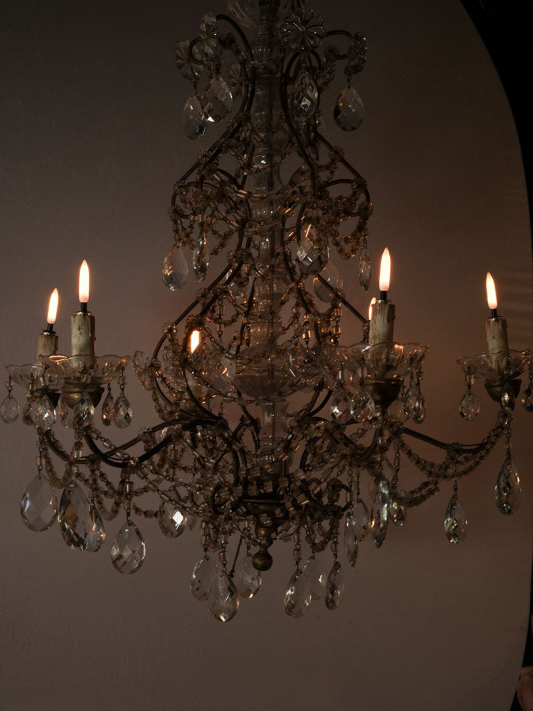Delicate Italian crystal and glass chandelier