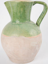 Aged Riviera green earthenware pitcher