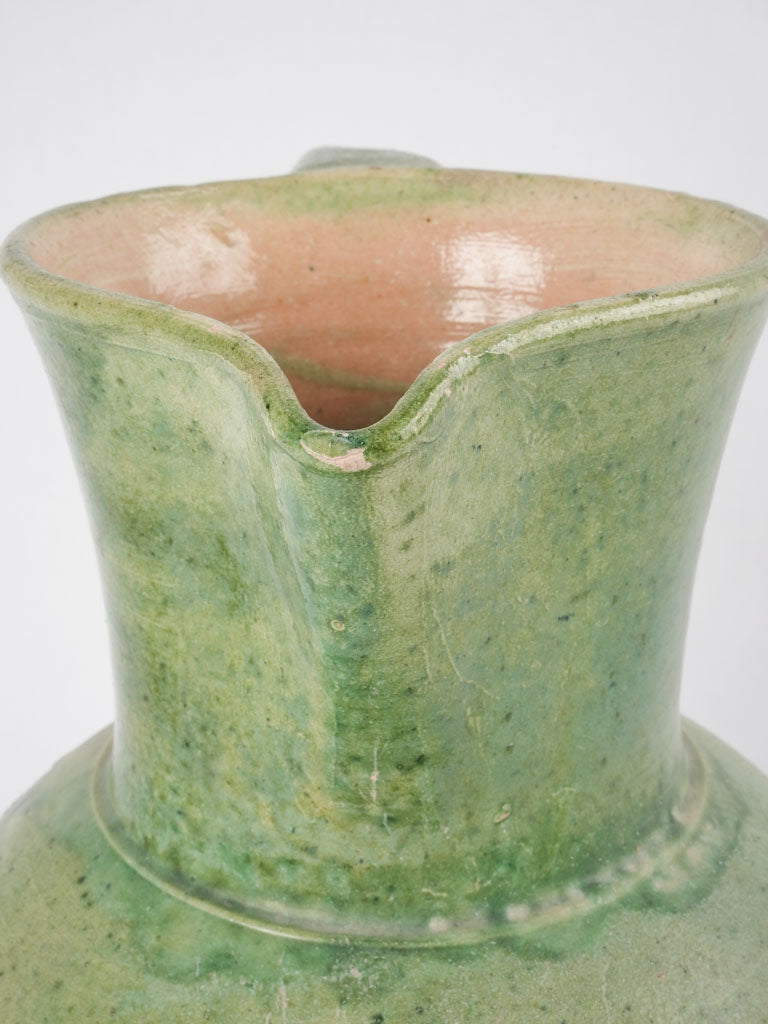 French pale green Vallauris pitcher -12½"