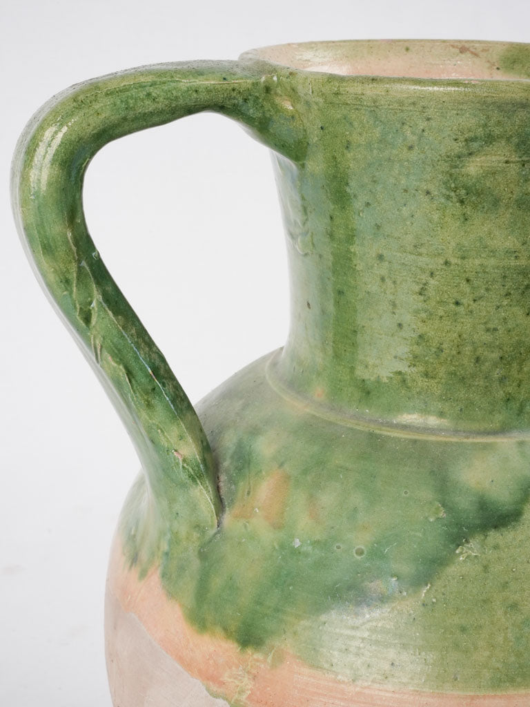 Provincial green pitcher with organic finish