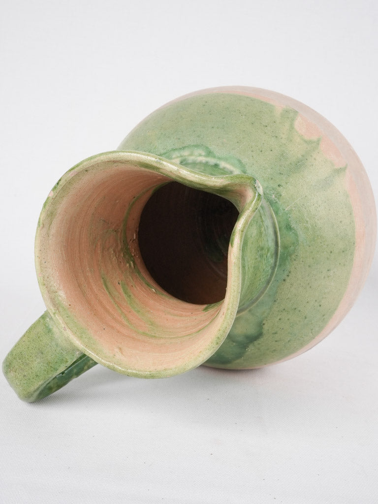 Green handcrafted mid-20th-century pitcher