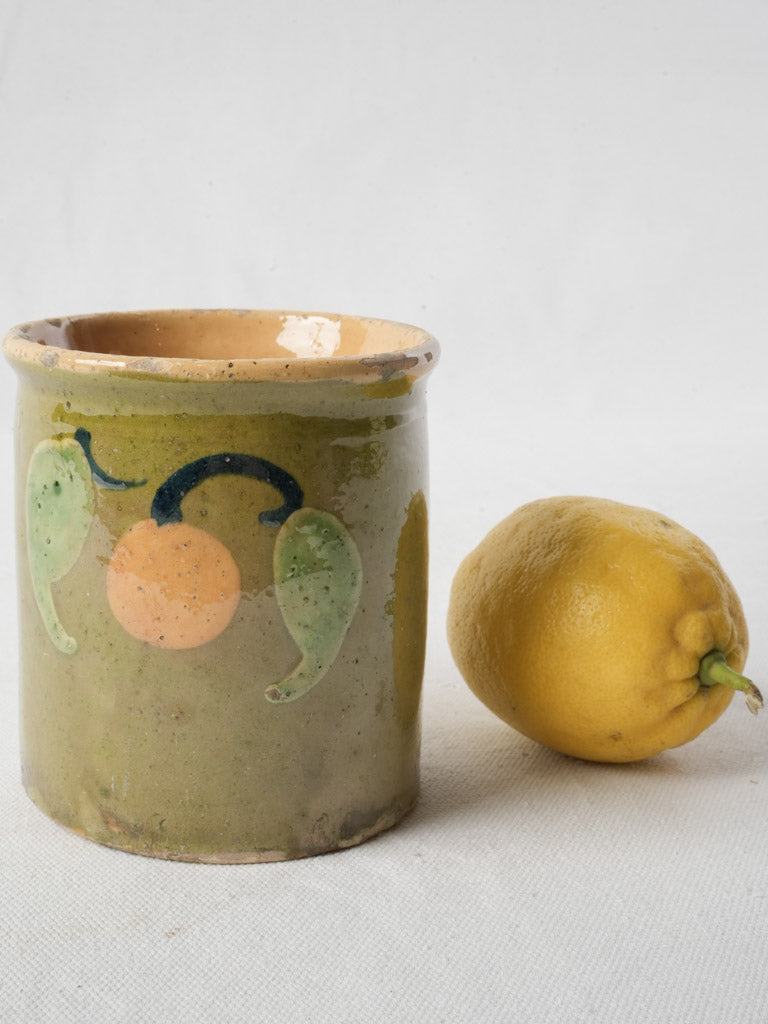 Early 20th-Century French Savoy Petite Jam Jar W/ Stylized Fruit Motif - 4¼"