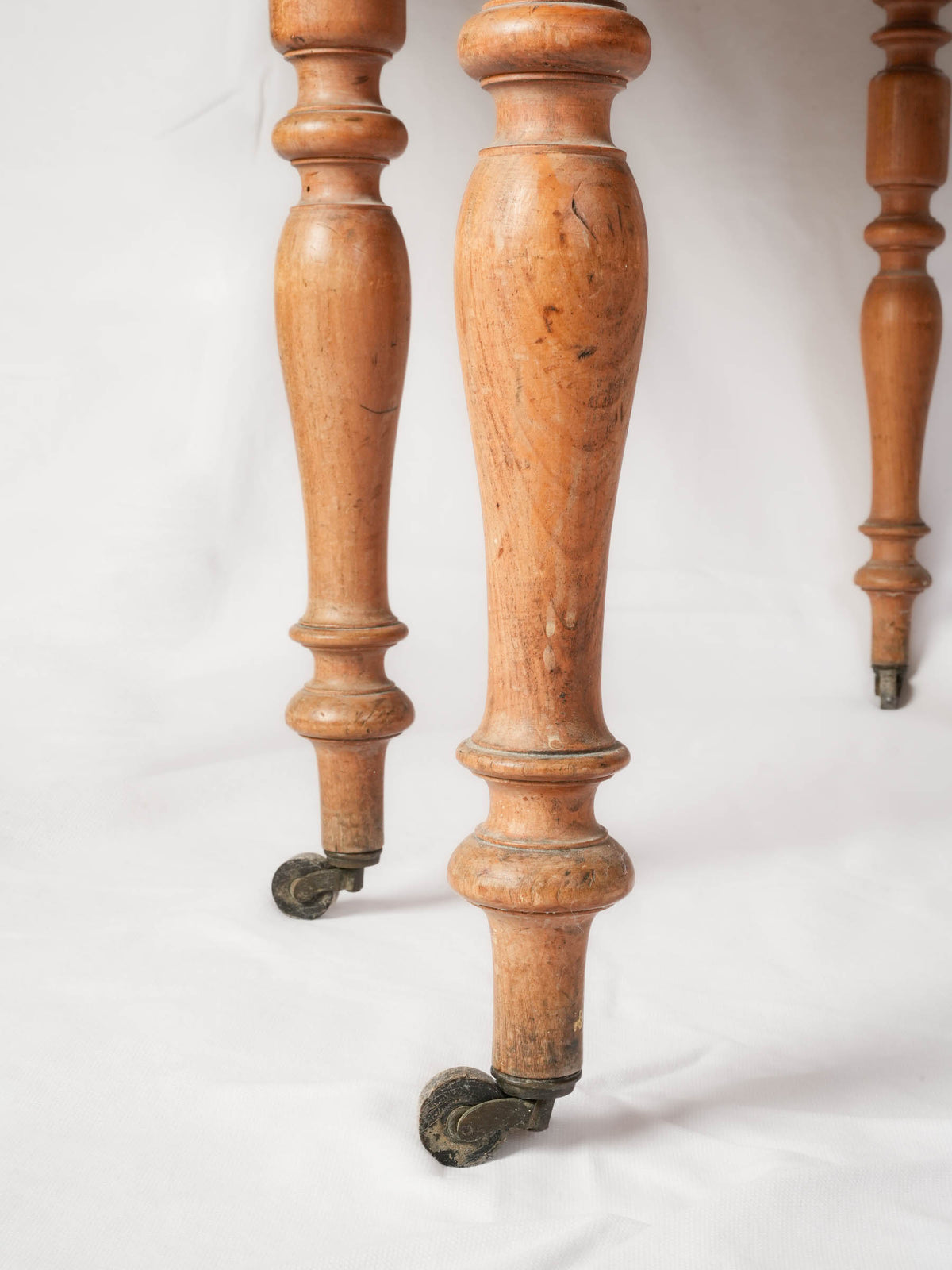 Antique French Walnut Dining Table with Extensions and Turned Legs