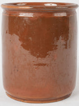Antique French jam pot - brown-orange 6¼"